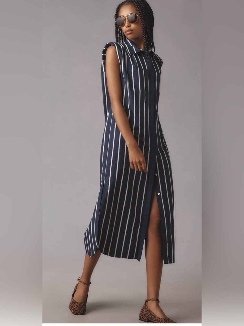 Anthropologie Grey Lab Sleeveless Midi Shirtdress